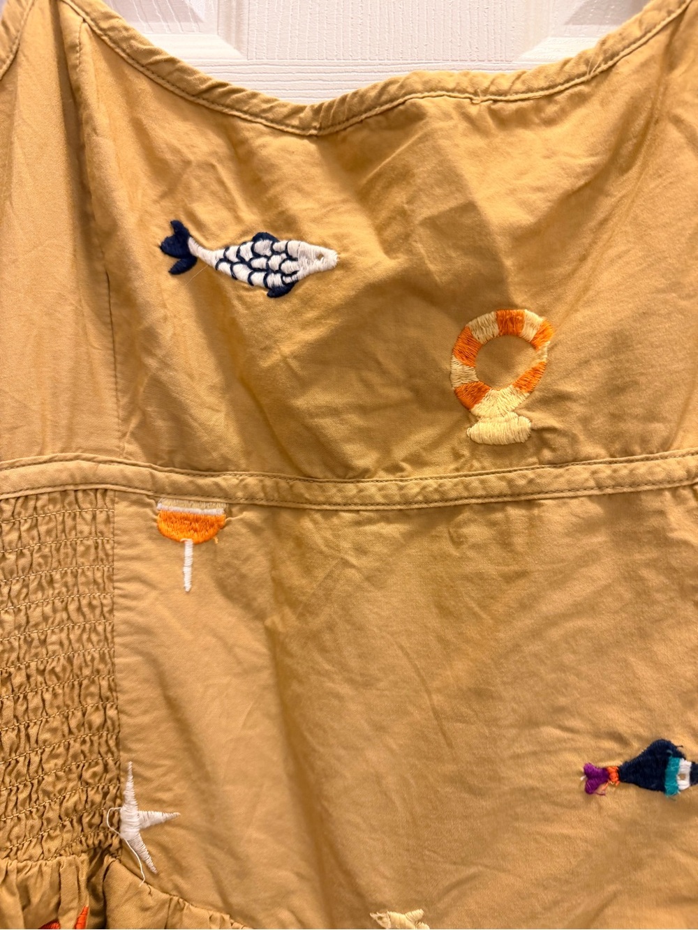 Maeve Mustard Yellow fish nautical Embroidered Maxi Dress - Picture 3 of 6